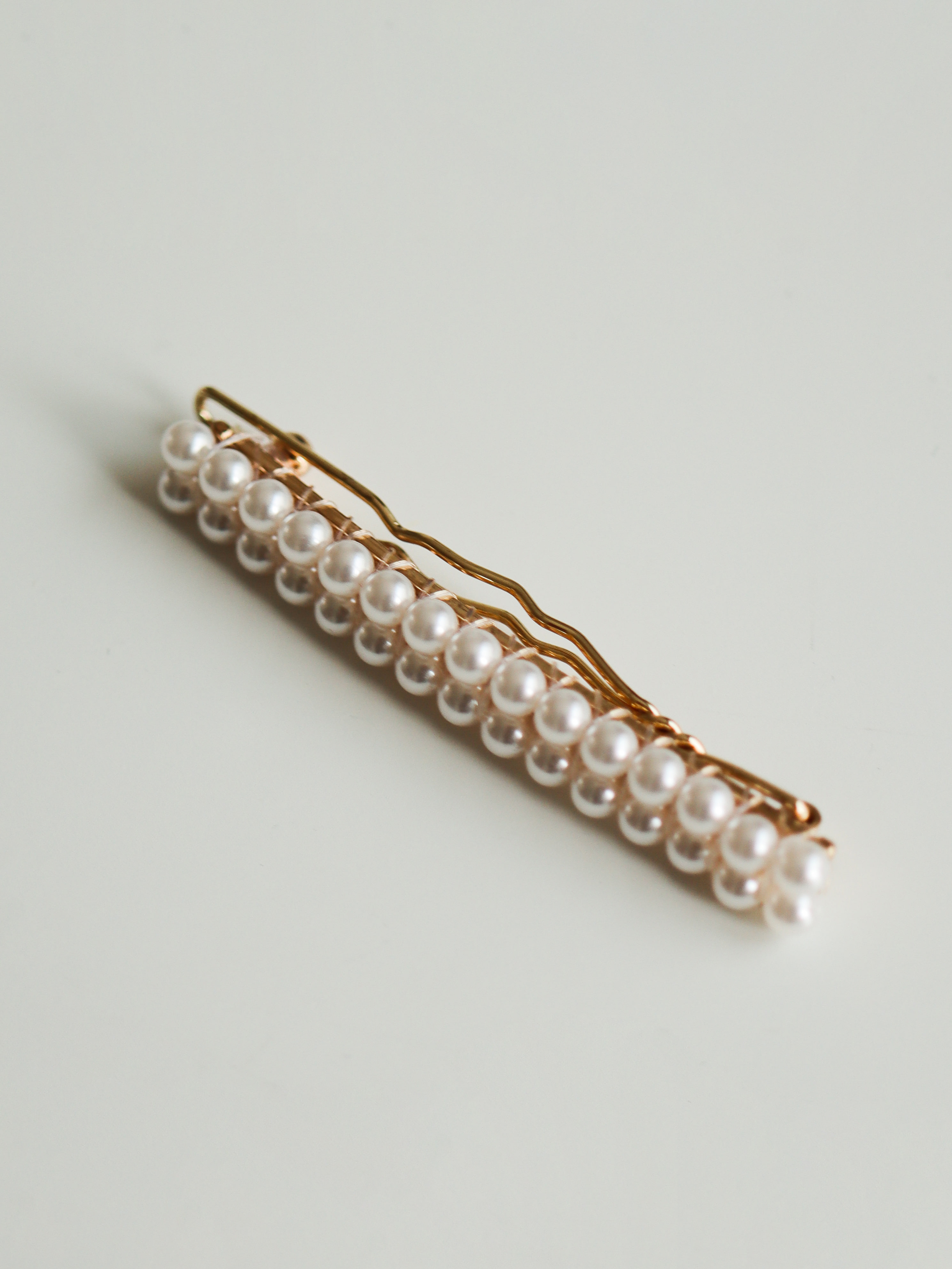 colored pearl two line hair pin (ivory)
