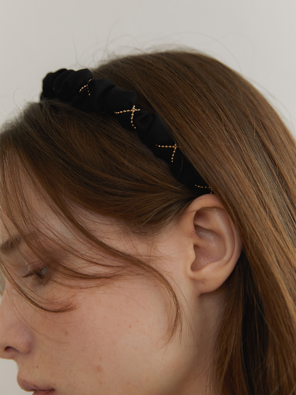 Feminine volume gold chain hair band (2 color)