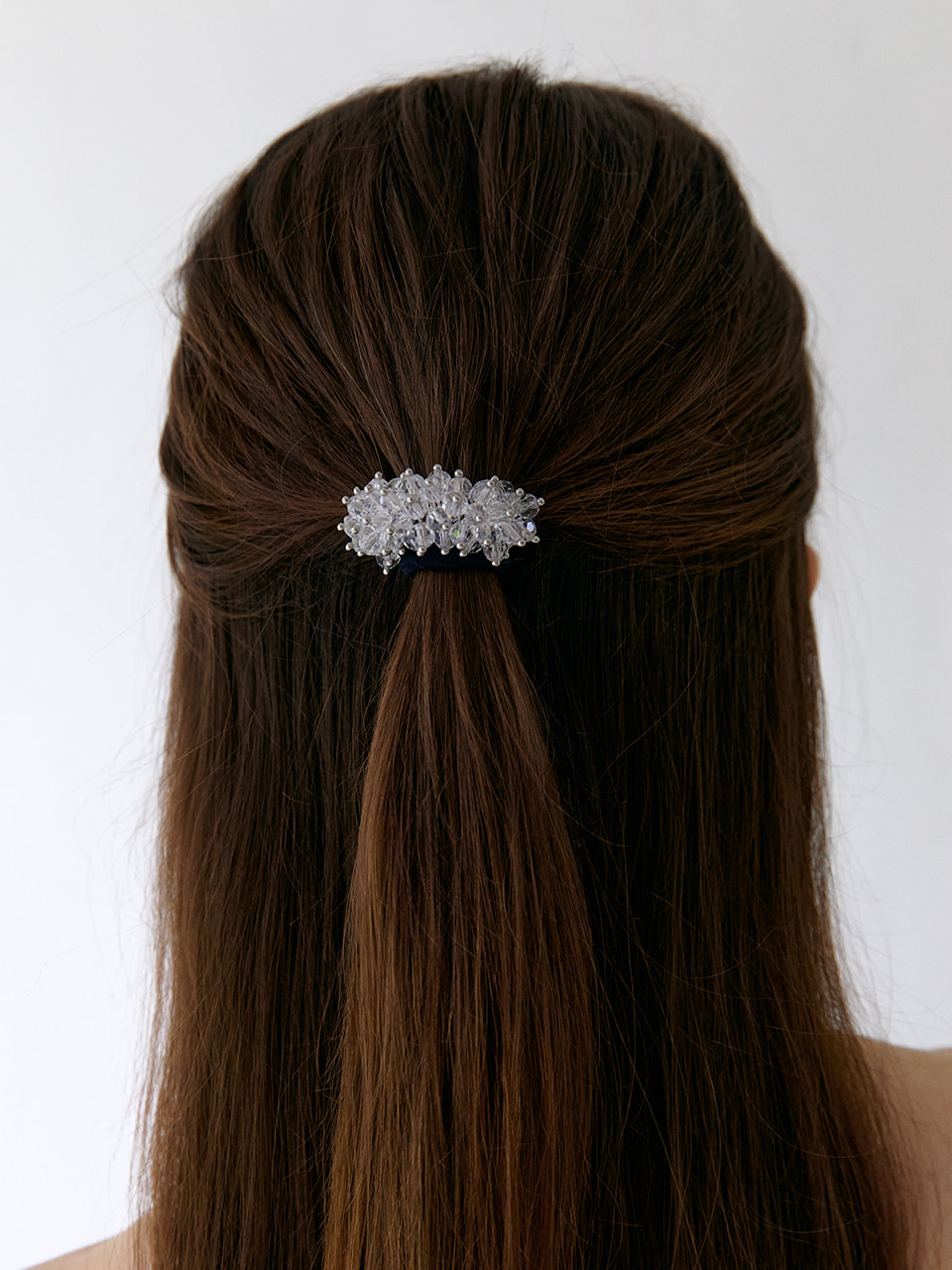 transparent beads hair tie silver