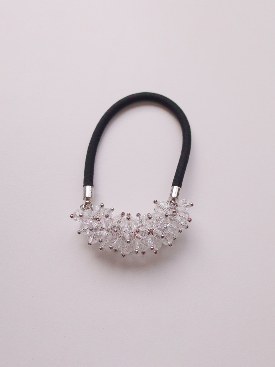 transparent beads hair tie silver