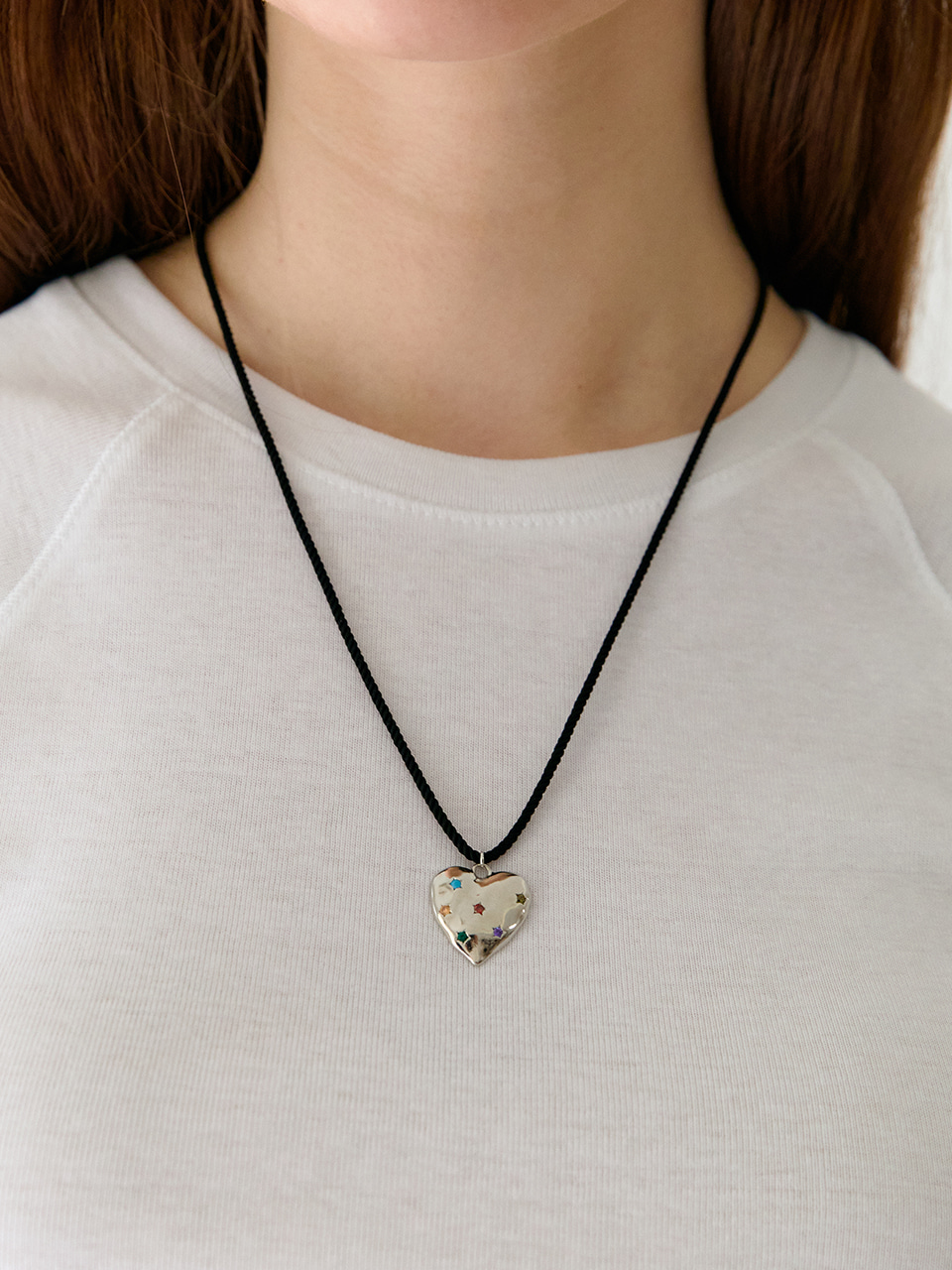 multi color cubic heart necklace