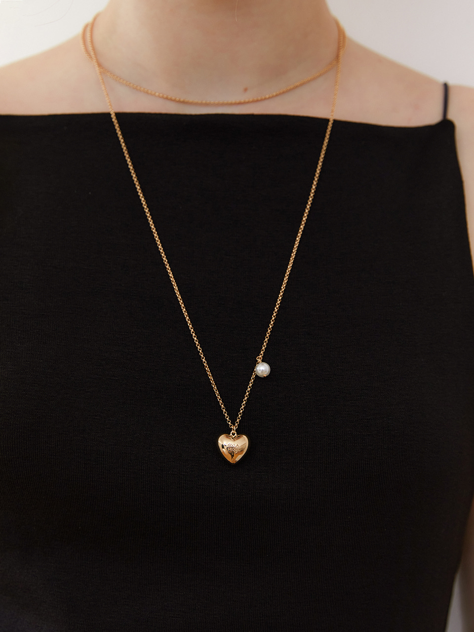 classic heart touchable necklace_pearl heart