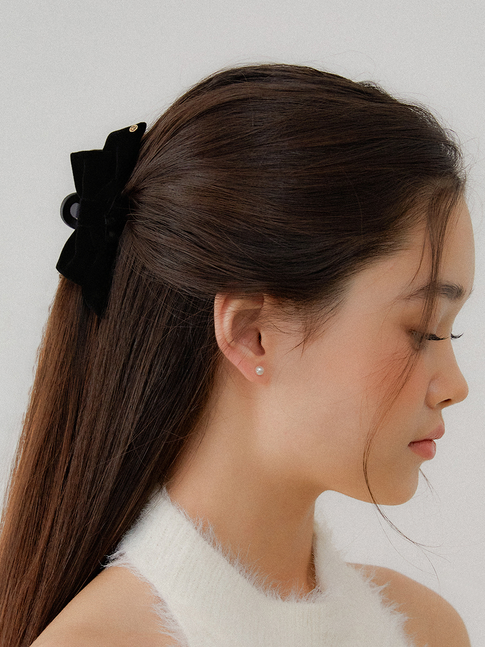 mini_classique velvet gold edge ribbon hair clip